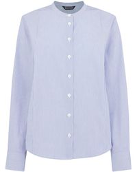 Whistles - Women's Stripe Grandad Collar Shirt - Lyst