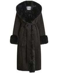 James Lakeland - Faux Fur Cuff Belted Coat - Lyst