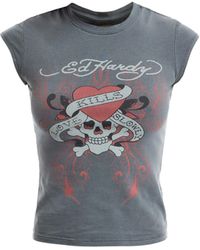 Ed Hardy - Women's Love Kills Cap Sleeve T-shirt - Lyst