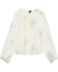 Vero Moda - Lina Embroidered Long Sleeve Blouse - Lyst