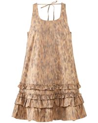 Ganni - Printed Stretch U-Neck Midi Dress - Lyst