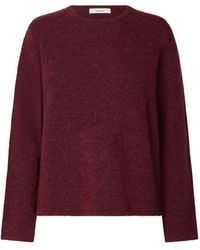 SELECTED - Lulu Crew Neck Jumper Burgundy - Lyst