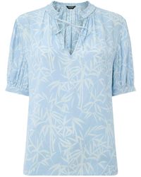 Whistles - Bamboo Leaves Tie Neck Blouse - Lyst
