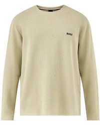 BOSS - Waffle Long Sleeve Lounge Top - Lyst