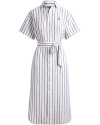 Polo Ralph Lauren - Striped Short Sleeve Midi Shirt Dress - Lyst