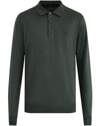 Fred Perry - Classic Knitted Long Sleeve Polo Shirt - Lyst