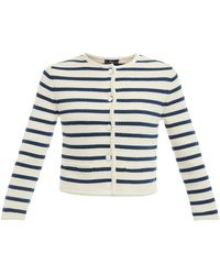 Theory - Women's Cream/bright Navy Striped Jacket - Lyst