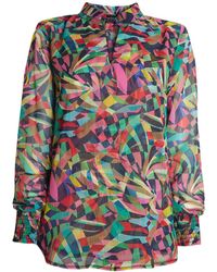 James Lakeland - Abstract Print Mandarin Collar Blouse, Polyester - Lyst