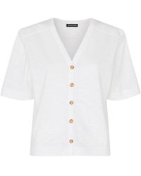 Whistles - Ella V Neck Button Through Tee - Lyst