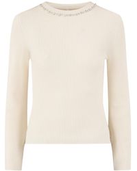 ONLY - Natascha Bling Crew Neck Jumper Cream - Lyst