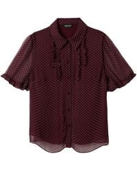 Whistles - Polka Dot Sheer Sleeve Shirt - Lyst