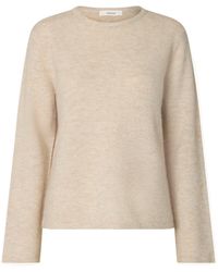 SELECTED - Lulu Crew Neck Jumper Cream - Lyst
