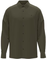 Calvin Klein - Melange Flannel Relaxed Button-Down Shirt - Lyst