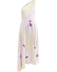 Pretty Lavish - Ember One Shoulder Printed Midaxi Dress Cream - Lyst