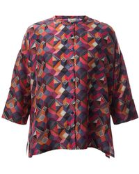 Sahara - Stitches Squares Silk Shirt - Lyst