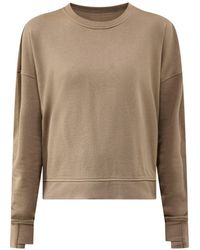 Sweaty Betty - After Class Crop Sweatshirt Khaki - Lyst