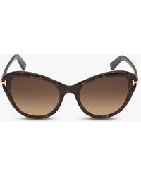 Tom Ford - Women's Leigh Cat Eye Acetate Sunglasses Dark Havana/gradient Brown - Lyst