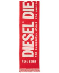DIESEL - Women's Blended Wool Scarf With Jacquard Logo - Lyst