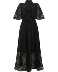 James Lakeland - Lace Detail Front Ruffle Midi Dress - Lyst