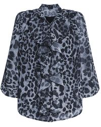 James Lakeland - Women's Leopard Print Front Ruffle Shirt - Lyst