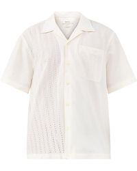 SELECTED - Jax Broderie Short Sleeve Shirt Cream - Lyst