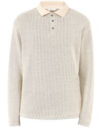 SELECTED - Relaxed Sweat Polo Shirt Cream - Lyst