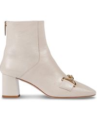 LK Bennett - Women's Nadina Ecru Crinkle Patent Ankle Boots - Lyst