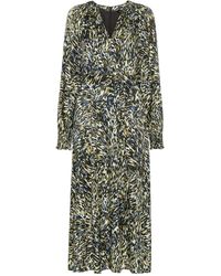 Whistles - Khaki/Multi Leopard Swirl Midi Dress, Wood/Metal - Lyst