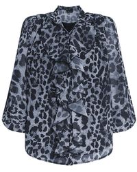 James Lakeland - Leopard Print Front Ruffle Shirt - Lyst
