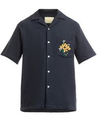 Portuguese Flannel - Men's Pique Embroidery Flowers Short Sleeve Motif Shirt - Lyst