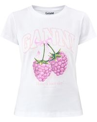 Ganni - Baby Fit Raspberry Graphic T-Shirt - Lyst