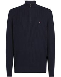 Tommy Hilfiger - Herringbone Zip Mock Neck Sweater - Lyst