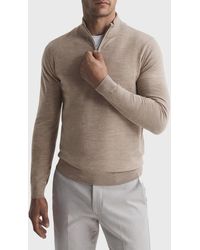 Reiss - Blackhall Merino Wool Zip Neck Jumper - Lyst