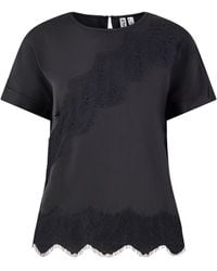 ONLY - Lace Satin Short Sleeve Top - Lyst