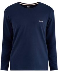 BOSS - Embroidered Logo Long Sleeve Stretch T Shirt - Lyst