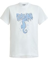 Ganni - Women's Basic Jersey Seahorse Relaxed T-shirt - Lyst