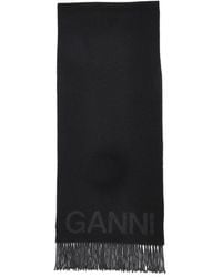 Ganni - Women's Fringed Wool Scarf - Lyst