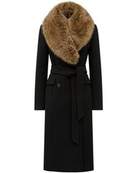 Forever New - Chelsea Double Breasted Fur Collar Coat - Lyst