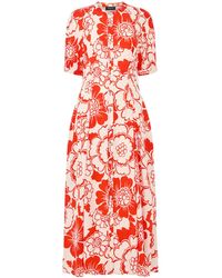 Whistles - Multi Bloom Floral Midi Dress - Lyst