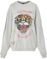 Ed Hardy - Tiger-Vintage-Roar Crew Neck Sweatshirt - Lyst