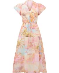 Forever New - Jacqueline Puff Sleeves Tiered Midi Dress - Lyst