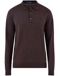 Fred Perry - Classic Knitted Long Sleeve Polo Shirt - Lyst