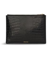Whistles - Shiny Croc Medium Clutch Bag - Lyst