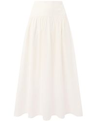 Whistles - Cotton Waisted Midi Skirt - Lyst