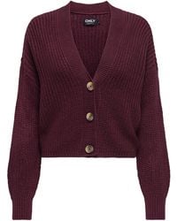 ONLY - Carol Nice Cardigan Burgundy - Lyst