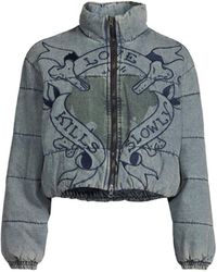 Ed Hardy - Love Kills Quilted Puffer Jacket - Lyst