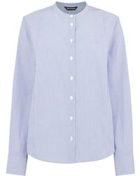 Whistles - Women's Stripe Grandad Collar Shirt - Lyst