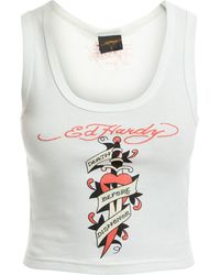 Ed Hardy - Women's Death Before Ribbed Cropped Vest - Lyst