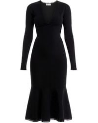 Victoria Beckham - Women's Long Sleeve V Neck Dress - Lyst