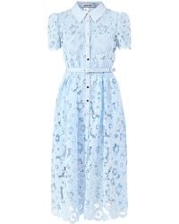 Self-Portrait - Lace Collared Midi Shirt Dress - Lyst
